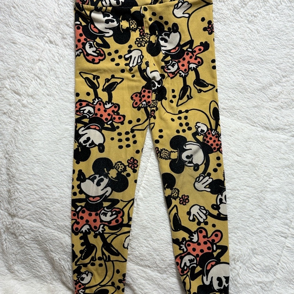 Girls Lularoe Disney Minnie Mouse Patterned Leggings - S/M. Like New!